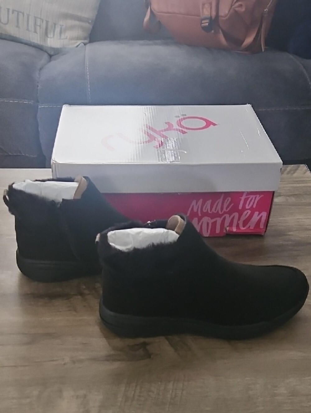 Ryka Black Faux Fur Collar Slip-On Ankle Booties - Picture 7 of 13